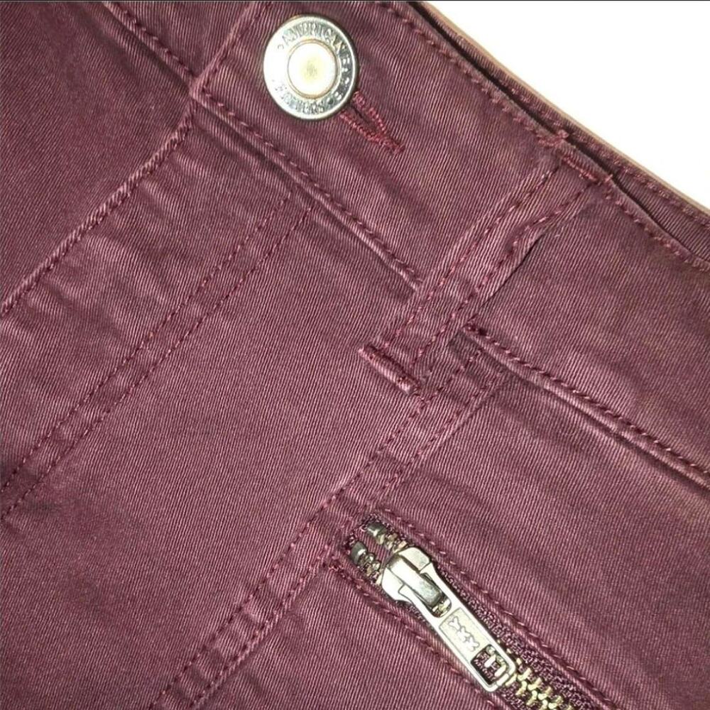 American Eagle Burgundy Moto Skinny Pants Zip Detail Size 4
